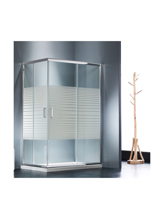 Starlet Corner Entry Duschkabine mit Schiebetür 77x99cm Streifen