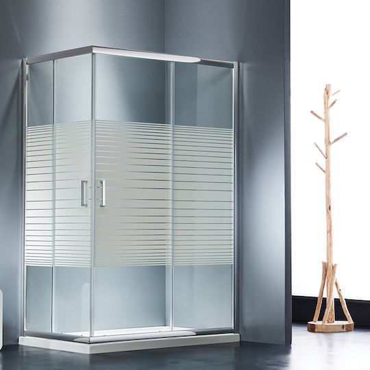 Starlet Corner Entry Shower Cabin with Sliding Door 69x89cm Stripes