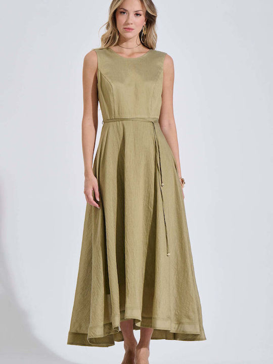 Bill Cost Summer Midi Dress Olive 10-150323-0 K...