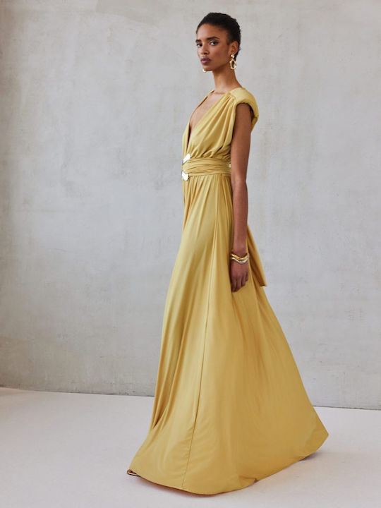 Maxi Βραδινό Φόρεμα Warm Ochre