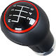 Audi Seat Skoda Vw Gear Shift Knob Black + Red Ring + Chrome 6 Speed