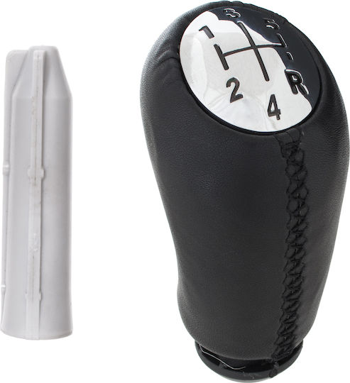 Renault Fluence Gear Shift Knob 5 Speeds Black Leather + Chrome + Adapter Shift Lever Knob Adapter 2 Pcs Set
