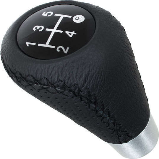 Universell Tuning Schwarzes Leder + Silber 5-Gang Schaltknopf