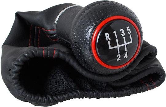 Audi A3 8l 96-03 Black Gear Shift Knob + Black Gaiters Red Thread Red Ring 5 Speed
