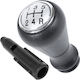 Peugeot 206 Gear Shift Knob Silver + Black 5-speed Scheme + Adapter Shift Lever Knob Adapter 2 Pcs Set