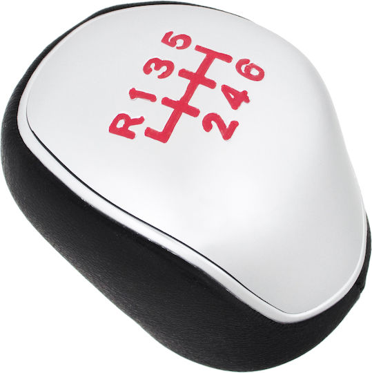 Ford Focus Ii Iii Car Shift Knob Black Synthetic Leather Silver Red Design 6 Speeds