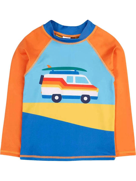 Frugi Kids Swimwear Rashguard With Long Sleeve Light Blue Campervan 2-3Y