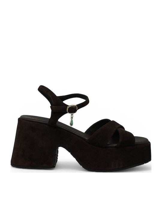 Komis & Komis Damen Sandalen Braun Leder