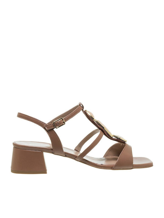 Mourtzi Damen Sandalen mit Leder Farbe Tabac Braun