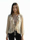 Langärmeliges Damenhemd Beige Polka Dot