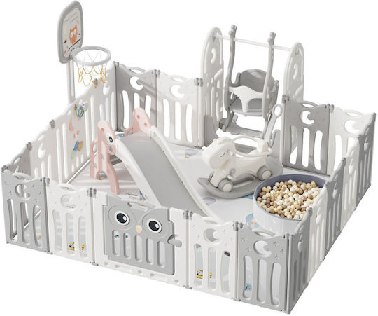 Kidstoys Комплект За Детска Площадка С Баскетболен Кош Със Люлка С Пързалка Сив