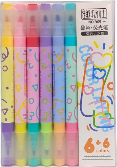Transparent Drawing Markers with Double Tip Neon Set 12pcs