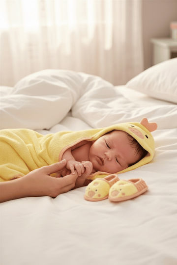 SteweHome Baby-Badetuch mit Kapuzen Ecru 100x75cm