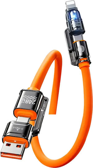 Hyperloq USB to Type-C / Lightning Cable Orange HP.24-O