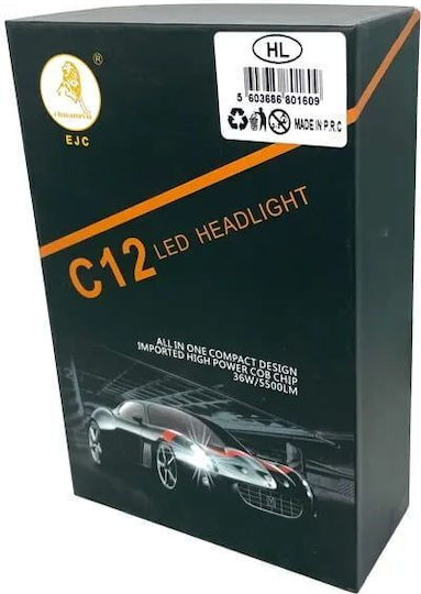 Ejc Λάμπα Αυτοκινήτου H1 6000κ C12 Led Headlight