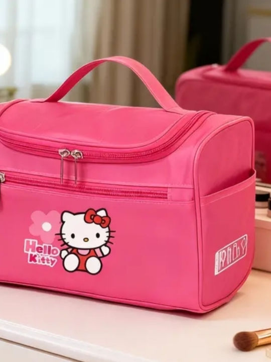 Geantă Roz Pentru Cosmetice Hello Kitty Cu Fermoar Și Mâner De Transport
