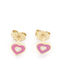 Enamel Kids Earrings Studs Heart Made of 9K Gold