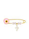 Margaritari Children's Safety Pin Charm From 18K Gold With Cross For Girl