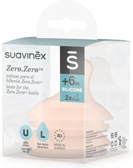 Suavinex Zero Baby Bottle Teats Silicone Fast Flow 2 Pieces