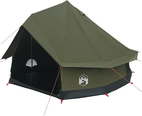 vidaXL Σκηνή Camping Teepee Πράσινη για 8 Άτομα 248εκ.