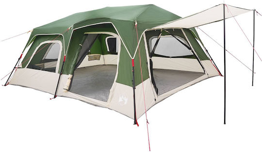 vidaXL Camping Tent Pop Up Green 4 Seasons for 10 People 438x310x200cm