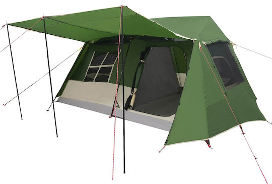 vidaXL Καλοκαιρινή Σκηνή Camping Τούνελ Πράσινη με Διπλό Πανί 400x278x182εκ.