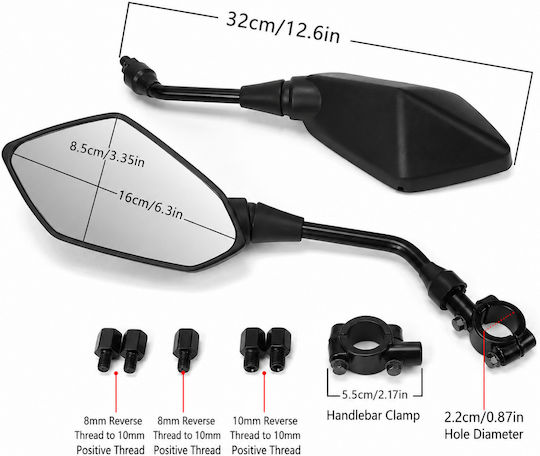 Sk2157 High Definition Motorcycle Mirrors Full Set Accessories Electric Scooters Motorcycles & Bicycles