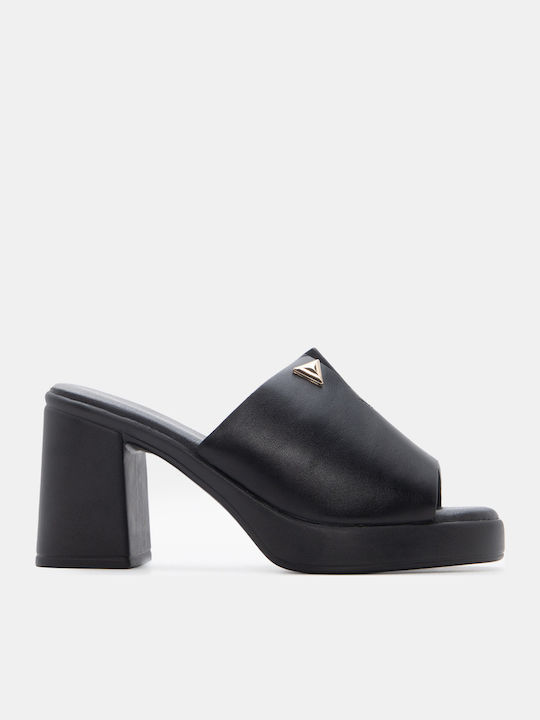 Luigi Mules With High Heel In Black Colour