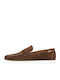 Suede Men's Loafers In Tabac Brown Color