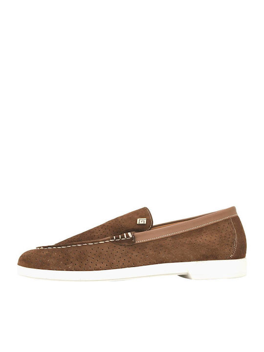 Suede Men's Loafers in Tabac Brown Color