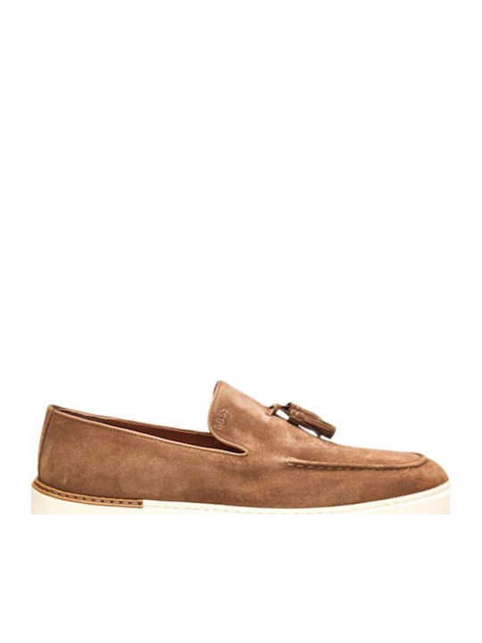 Boss Shoes Δερμάτινα Ανδρικά Loafers σε Καφέ Χρώμα