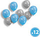 Set 12 Baloane Rotunde Albastre de Crăciun 30 cm