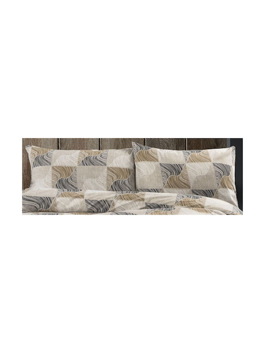 Dimcol Pillowcase with Envelope Cover Beige-Black 50x70cm