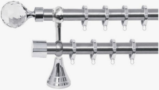 Import Hellas Metallic Double Curtain Pole by Rail Ø25mm 140cm Nickel Matt N9-200