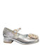 Kids Ballerinas with Hoop & Loop Closure Silver
