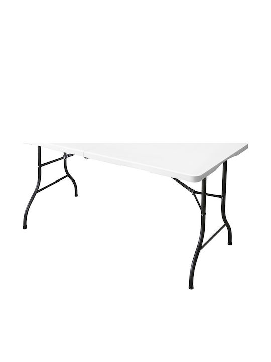 Masă Catering Pentru Exterior Pliabilă Din Polipropilenă Cu Ramă Metalică Albă 152x70x74cm