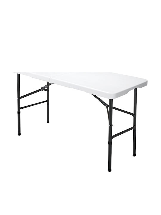 Masă Catering Pentru Exterior Pliabilă Din Polipropilenă Cu Ramă Metalică Albă 122x61x60 cm