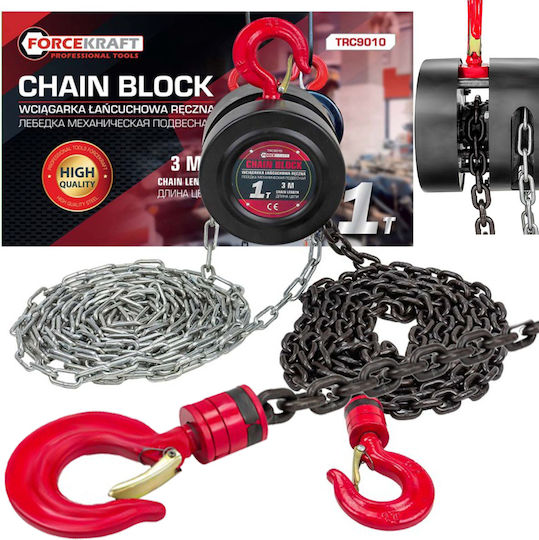 Forcekraft Strong Hand Chain Winch 1 Ton Capacity 3m Chain