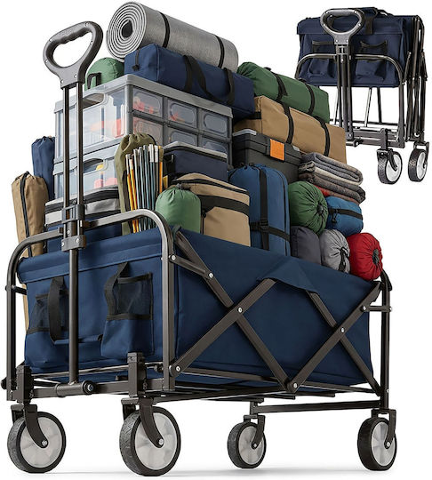 Relaxdays Folding Trolley White Dark Blue/black 89x72x50 Cm