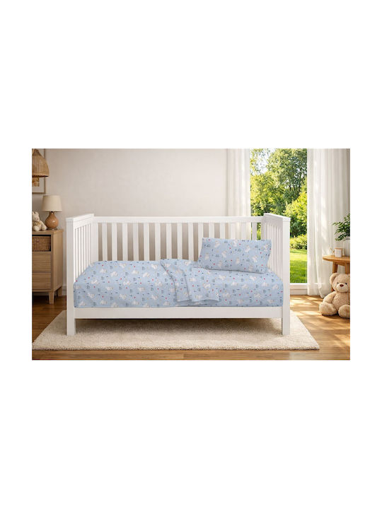 Dimcol Baby Duvet Cover Rabbit Garden 584 Sky Blue 120x160cm