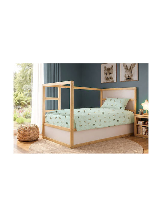 Dimcol Bear's Playtime 593 Kids Duvet Cover Single Cotton Mint 160x240cm