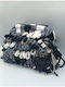 Knitted Women's Handbag Black / White / Gray