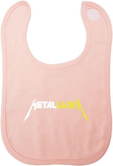 Koupakoupa Metallaika Σαλιάρα Υφασμάτινη με Αυτοκόλλητο Ροζ