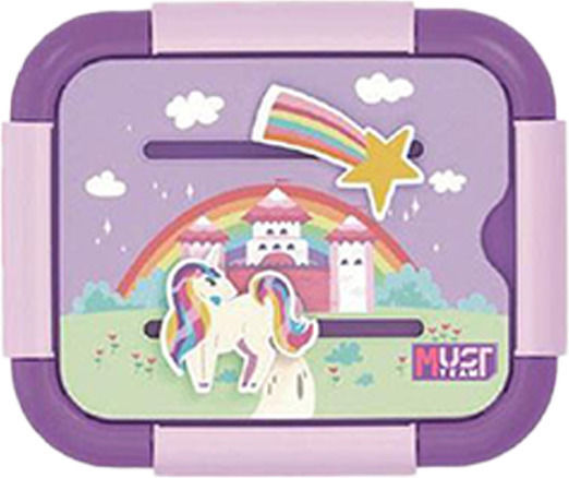Must Team Plastic Kids' Food Container Unicorns 1.3 Litre 18.5 x 15.8 x 7.7 cm