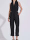 Women's Fabric Trousers with Rubber Band Black