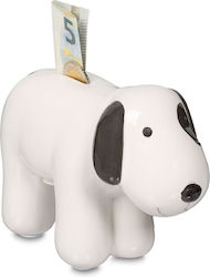 Keramik Sparbüchse Kinder Erwachsene Hund Design Weiß Schwarz 12x21x9 cm