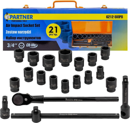 Partner Ratchet with Sockets 3\4" 21 Pieces