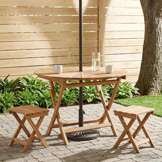 Outdoor Table Made of Teak Foldable Natural 110x110x75cm