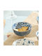 Round Porcelain Blue Serving Bowl with Diameter 11.6cm