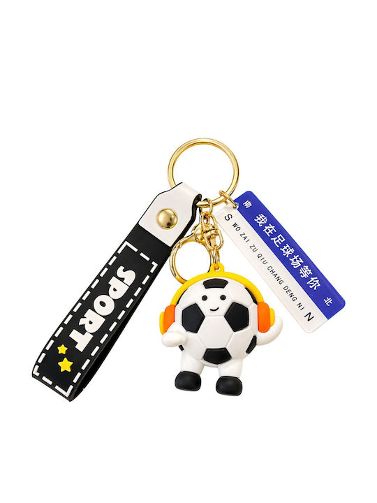 Breloc Flippy Model Minge De Fotbal Căști Mesaj „Te Aștept Pe Terenul De Fotbal” Accesoriu Cupa Mondială Chei Rucsac Material Acrilic 50 G Negru